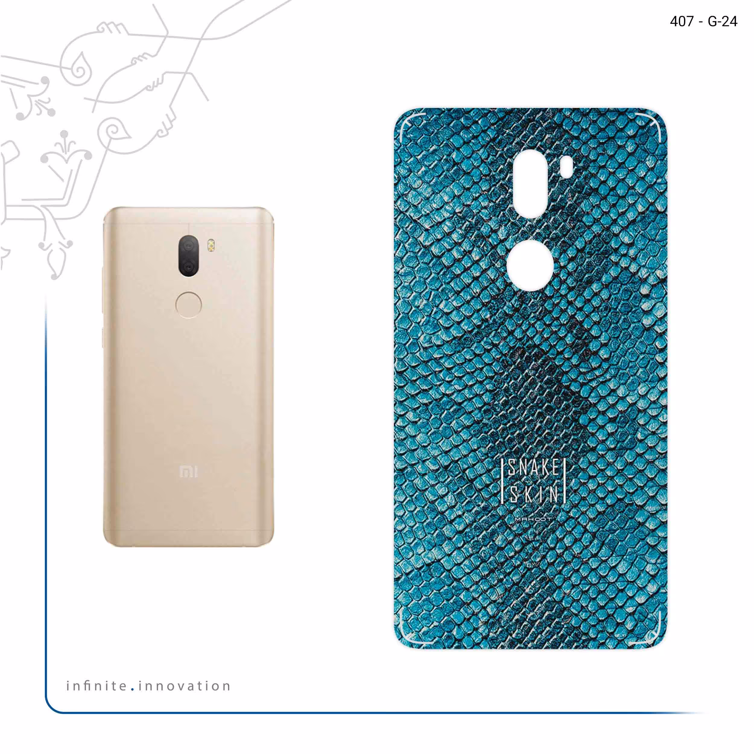 برچسب پوششی ماهوت مدل Blue Snake Skin مناسب برای گوشی موبایل شیائومی Mi 5s Plus