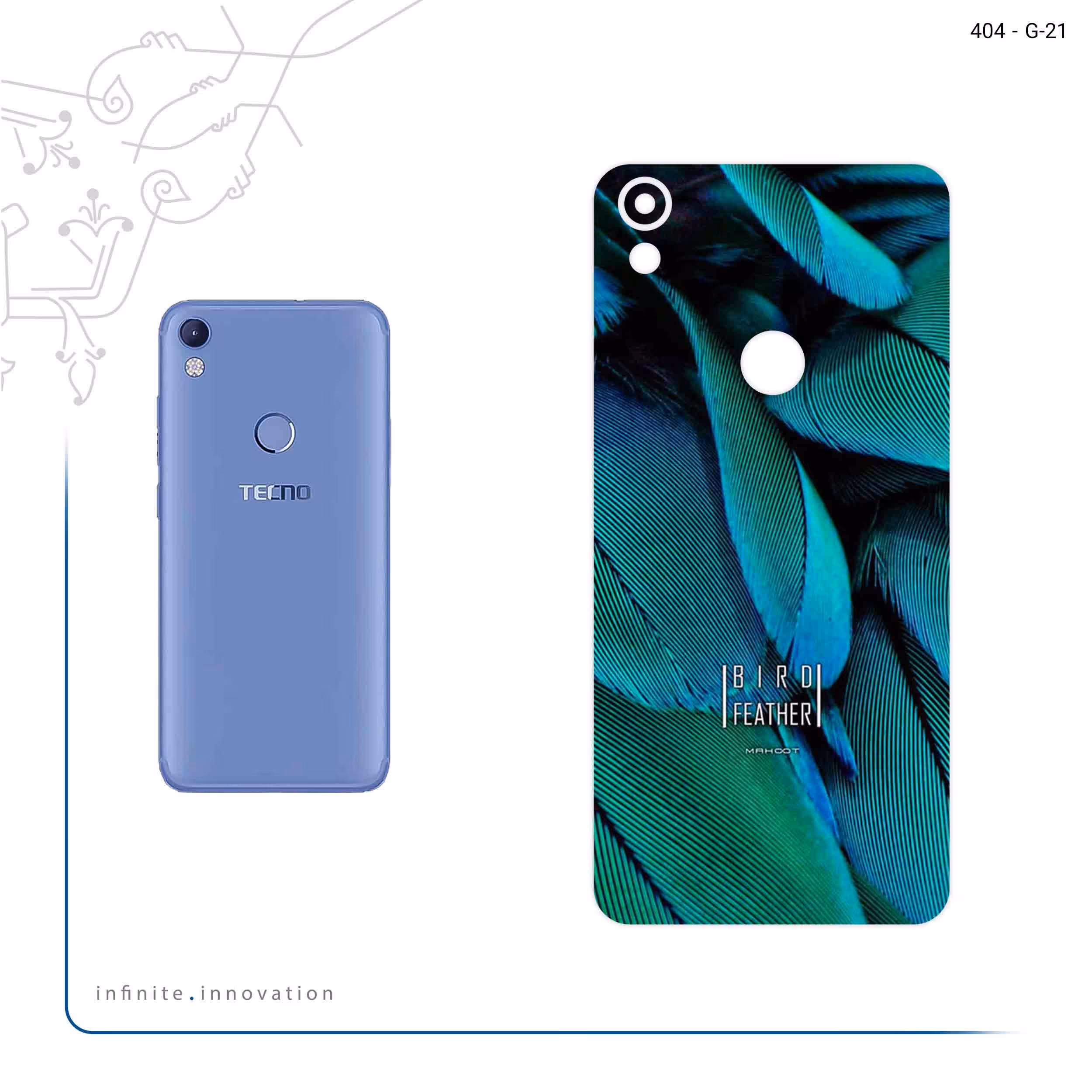 برچسب پوششی ماهوت مدل Green Feather مناسب برای گوشی موبایل تکنو Camon CM