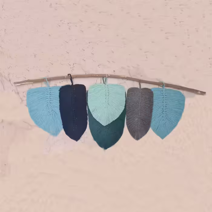  دیوارکوب بافتنی مدل مکرومه طرح برگ کد 07