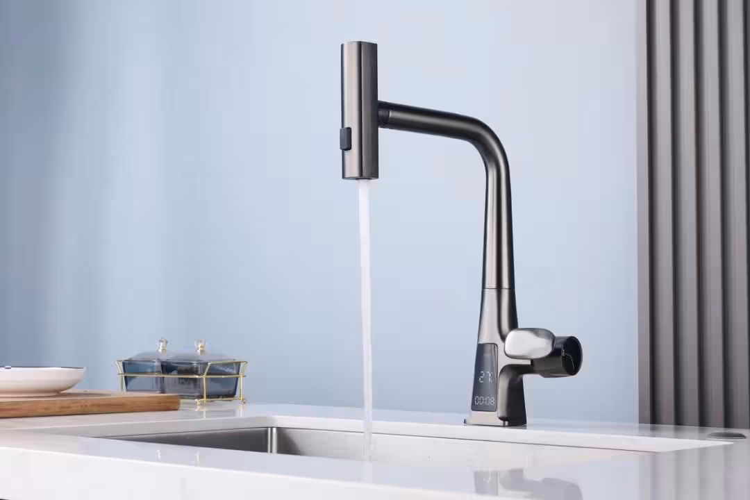 شیرظرفشویی سه حالته دارای نمایشگر دما رنگ دودی