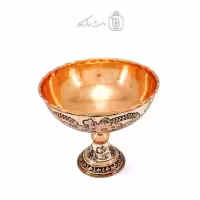 جام پایه دار مسی الماس تراش نقره کوب سایز 4  کد MJ-125