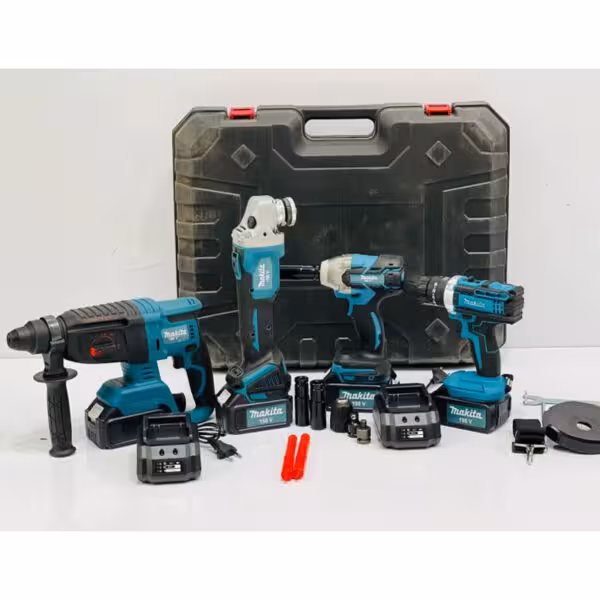 پک چهار قلو {دریل،بکس،دریل تخریب،سنگ شارژی} ماکوتا مدل TM-5TS06