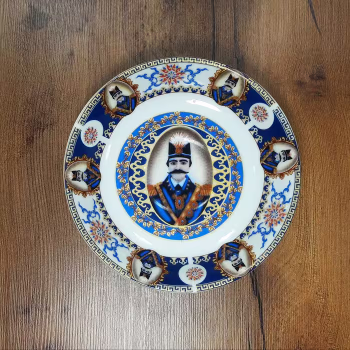 نعلبکی چینی ناصری مدل 6 گل سرمه ای، بسته 6 عددی