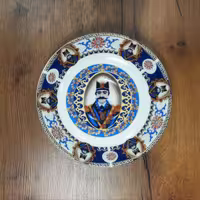 نعلبکی چینی ناصری مدل 6 گل سرمه ای، بسته 6 عددی