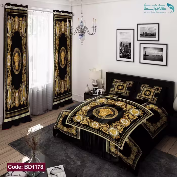 روتختی طرح ورساچه طلایی دونفره کد BD1178