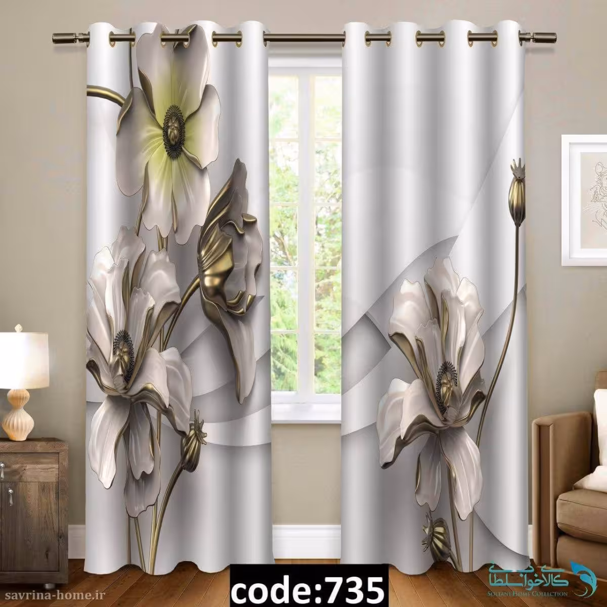 پرده پانچی سری گل مدل Sh-735