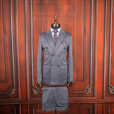 کت و شلوار طوسی دیپلمات دبل برست