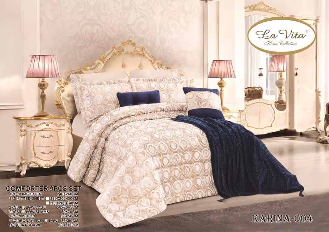 سرویس لحاف روتختی 2 نفره ترک برند لاویتا مدل KARINA   شال تخت کد 004