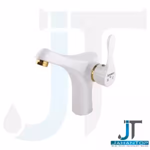 شیر روشویی اهرمی سفید طلایی آریانا (مدل کارن)