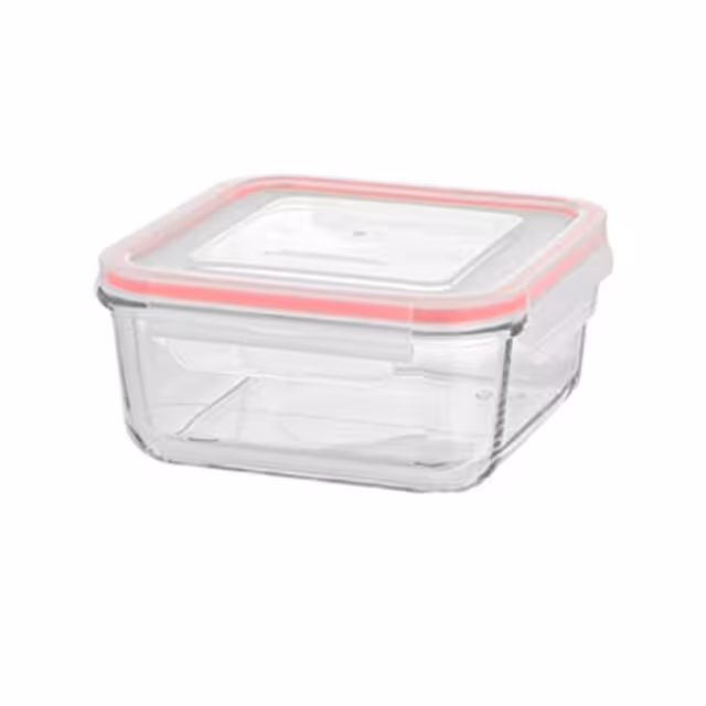 ظرف شیشه ای مربع درب دار لیمون 950 میلی لیتری