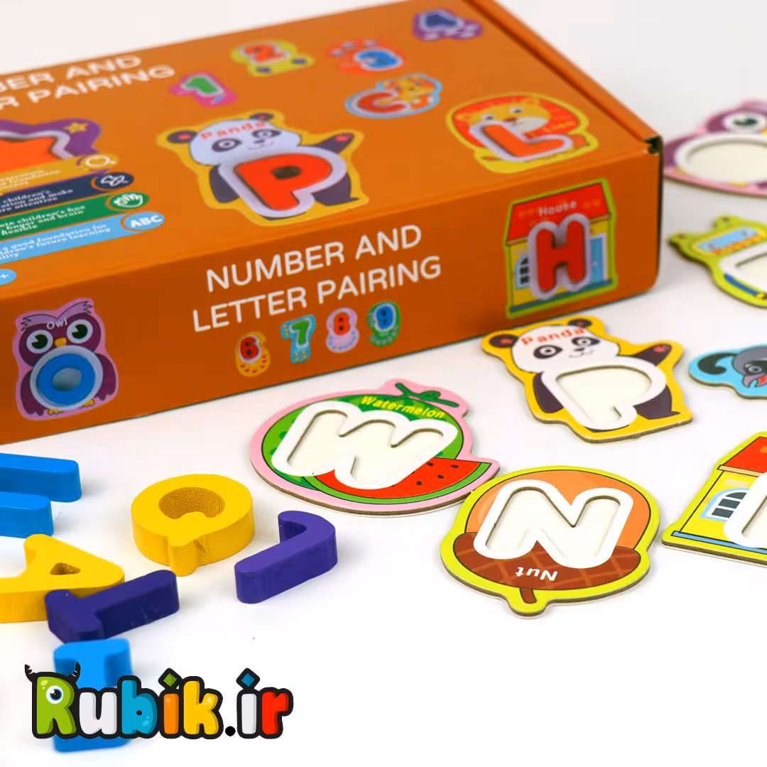 جورچین چوبی شناخت حروف انگلیسی جعبه نارنجی