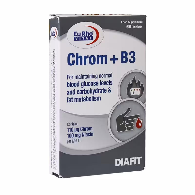 قرص کروم پلاس ب3 یوروویتال 60 عددی|Eurho Vital Chrom And Vitamin B3