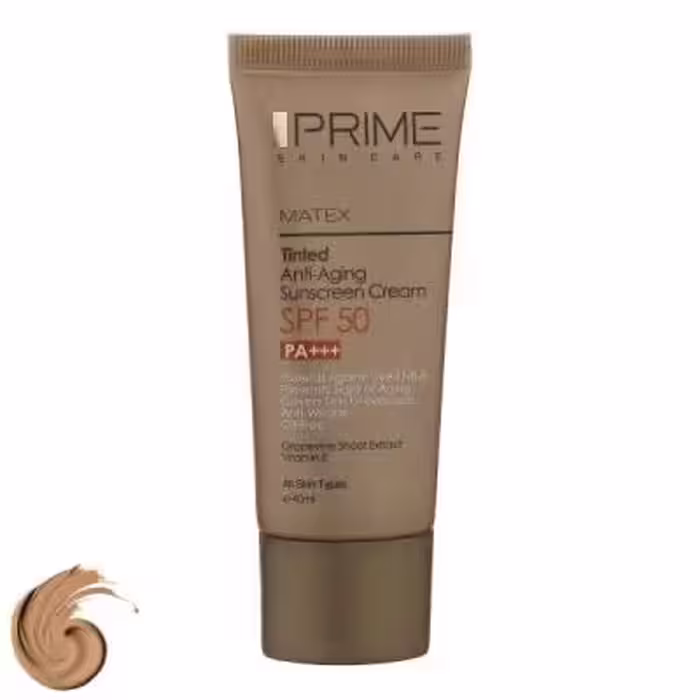 کرم ضد آفتاب رنگی پرایم  SPF50 مدل Matex Tinted Rejuvinating مناسب انواع پوست، حجم 40 میلی‌لیتر