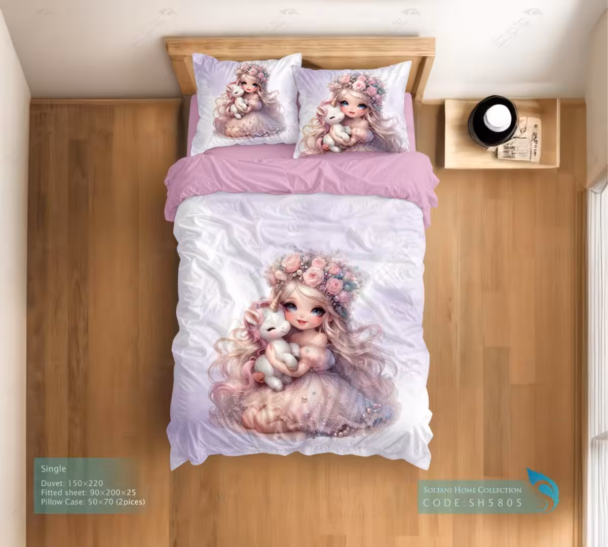 روتختی و ست کامل طرح پرنسس سایز یکنفره کد SH5805