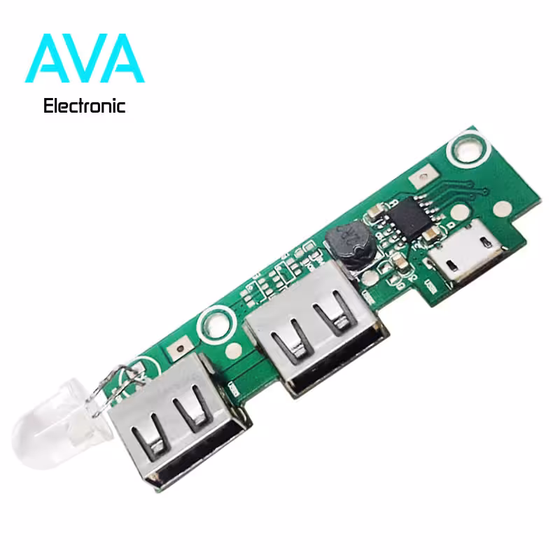 برد شارژ و دشارژ باتری لیتیومی 2A دارای دو خروجی USB (برد پاور بانک)
