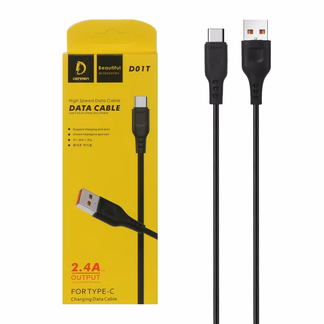 کابل شارژ فست DENMEN Type C مدل D01T – مشکی