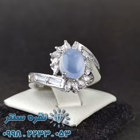 انگشتر جواهری عقیق یمنی کبود زنانه