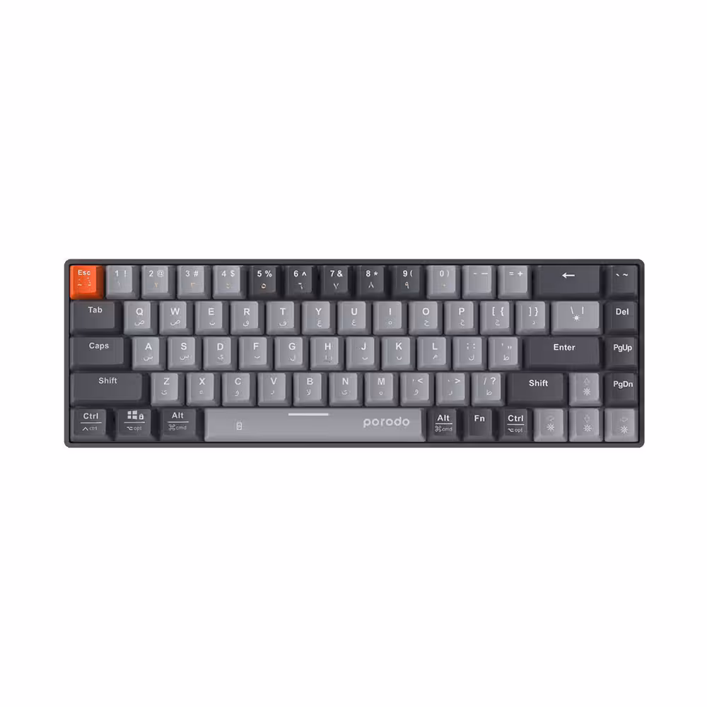 کیبورد بدون سیم مکانیکی پرودو مدل Porodo Wireless Mechanical Keyboard PD-MCOKB-GY