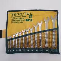 سری 12 عددی آچار یکسر تخت یکسر رینگ سایز 6 تا 24 تک تول TECH-TUL