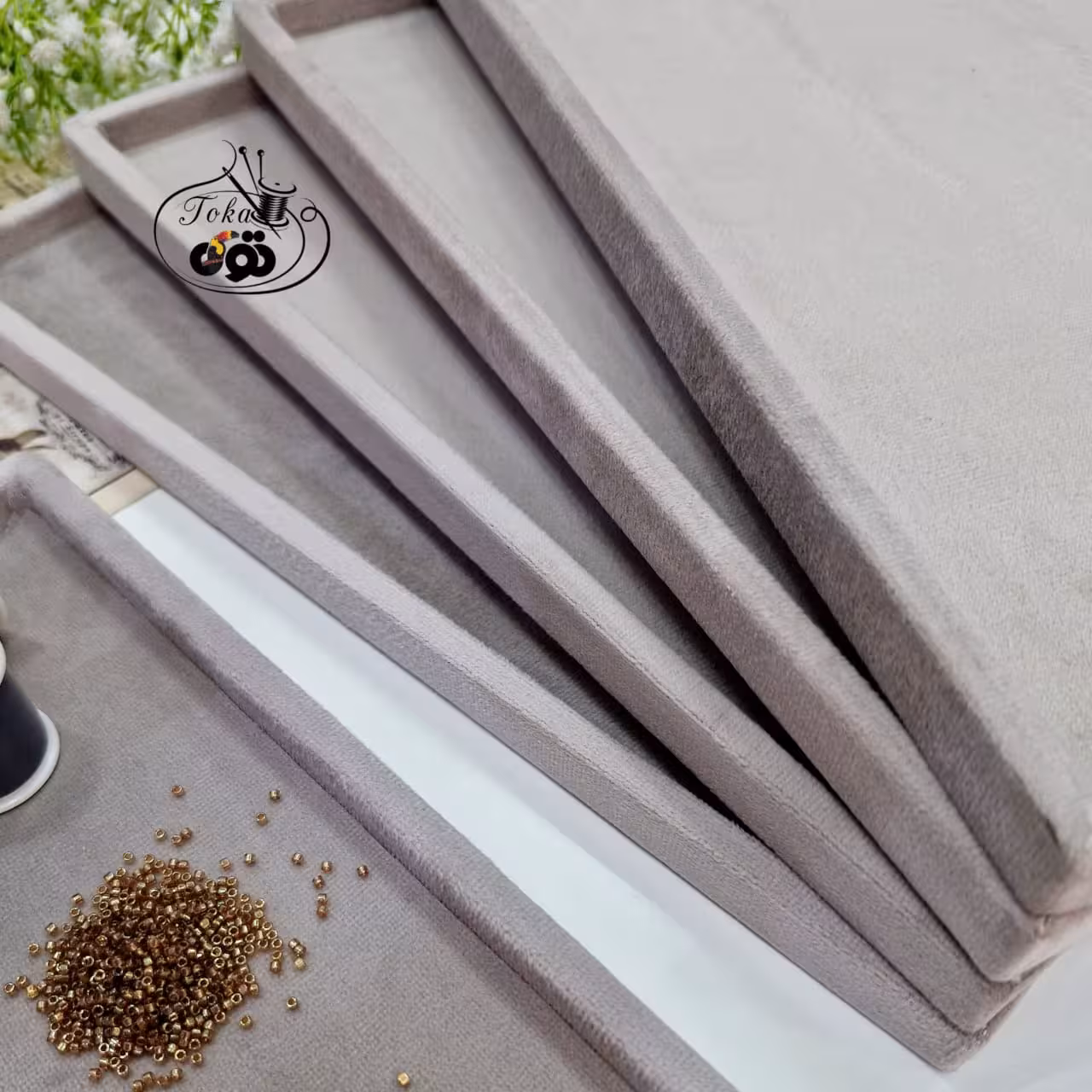 سینی متریال مخمل طوسی