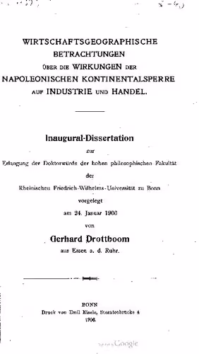 خرید و دانلود نسخه کامل کتاب Wirtschaftsgeographische Betrachtungen über die Wirkungen der Napoleonischen Kontinentalsperre auf Industrie und Handel