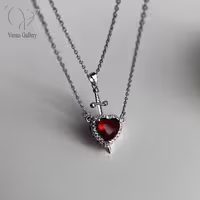 ست گردنبندکاپلی استیل مدل قلب و شمشیر کد 10674