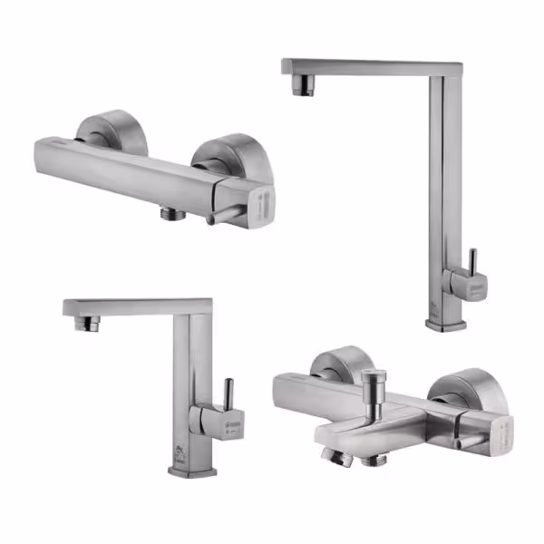 ست چهار تکه شیرآلات درخشان مدل اسپینر کروم مات