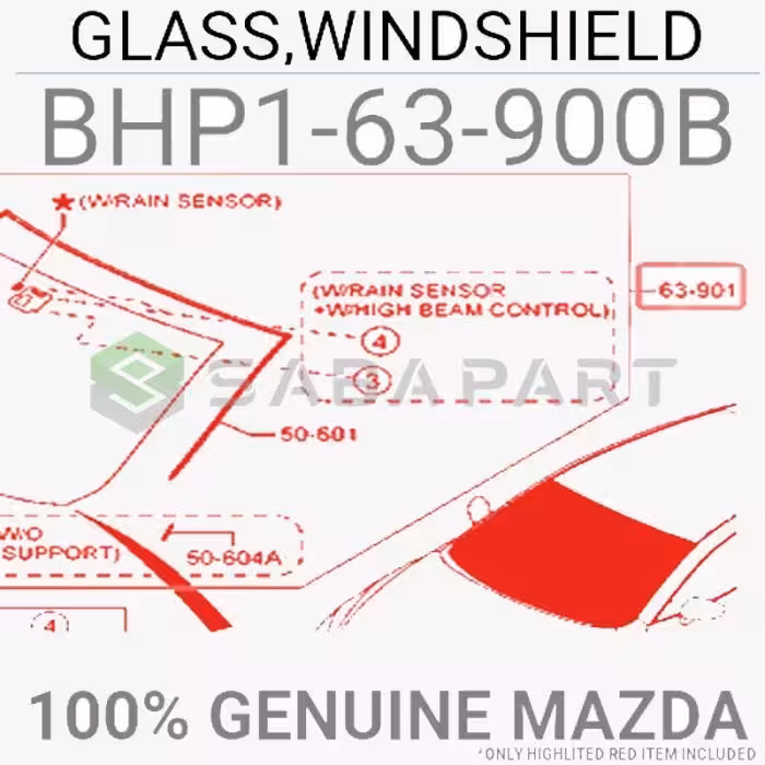 شیشه مزدا 3 منطقه آزاد – جلو – محصول اصلی