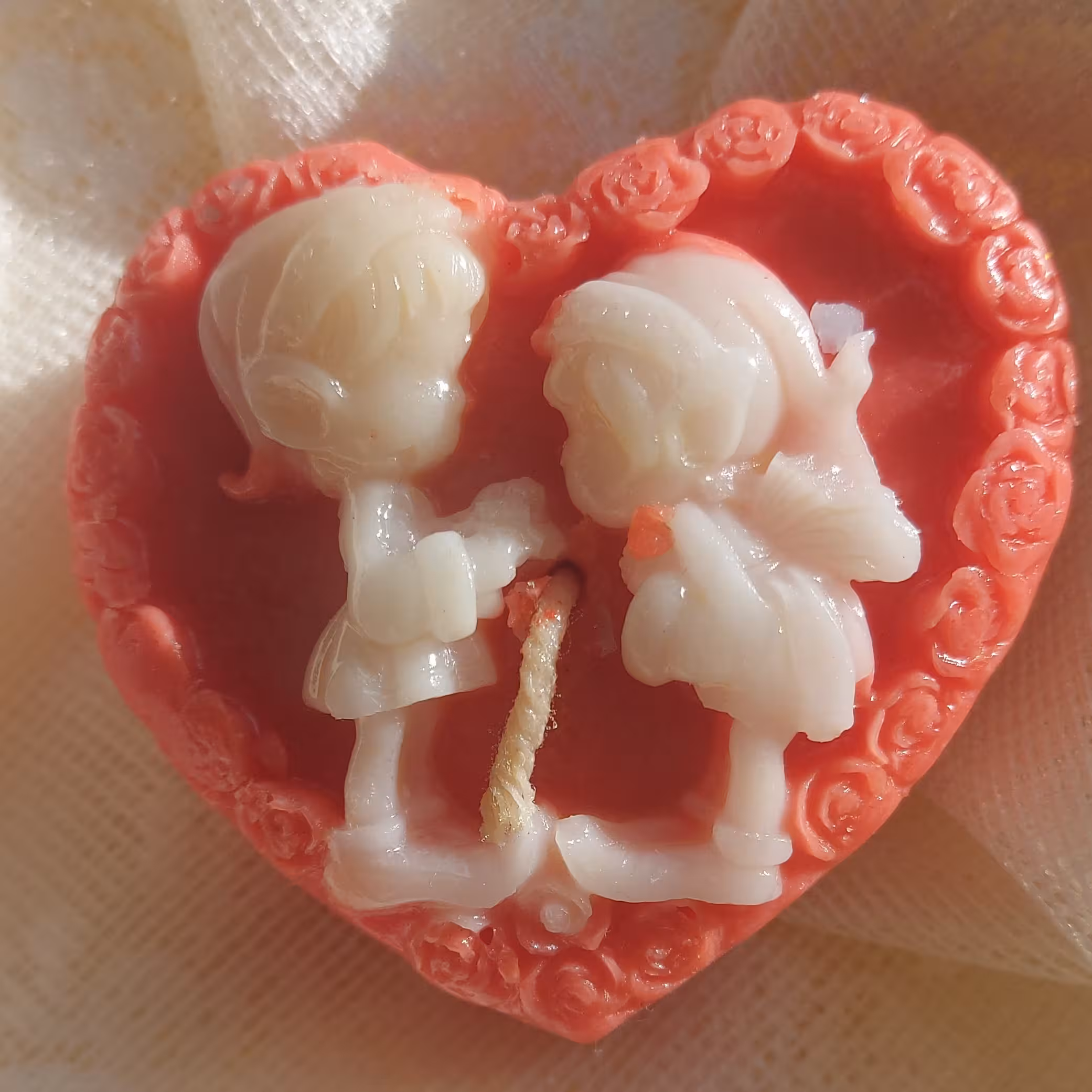 شمع زوج دو رنگ قلبی