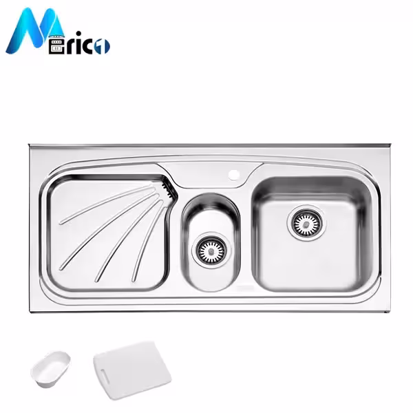 سینک استیل البرز کد 610 روکار دو لگنه