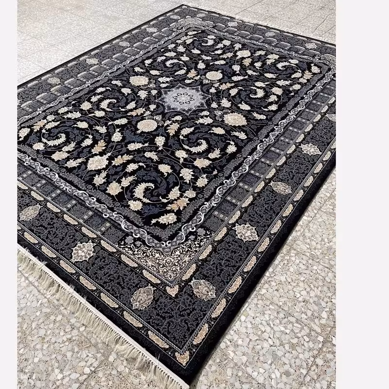 فرش 9متری700شانه ماشینی کاشان طرح دایانا سرمه ای(باارسال رایگان)
