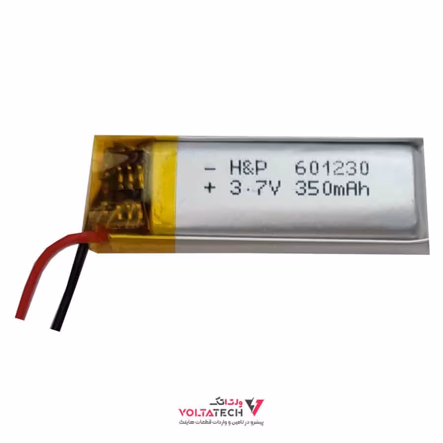 باتری لیتیوم پلیمر 37v ظرفیت 350mA ابعاد 601230
