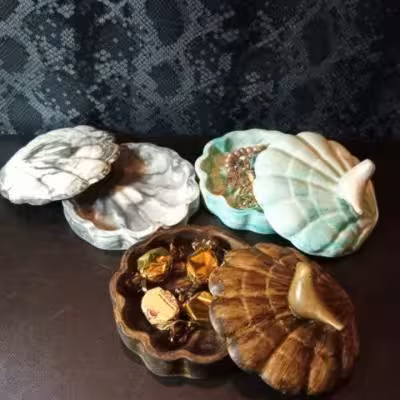 جا جواهری صدفی سنگی همراه بادر