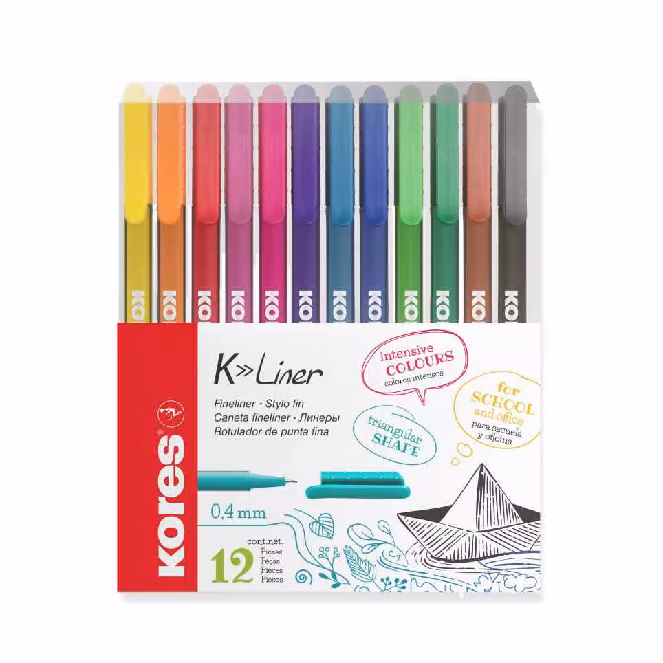 روان نویس نوک نمدی 12رنگ بدنه سه گوش کورس کد28112