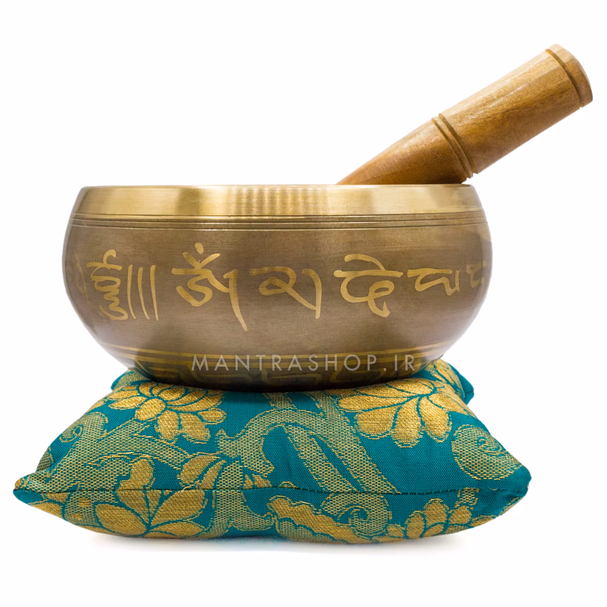 ست کاسه تبتی هندی طلایی بژ نقش برجسته – قطر دهانه 14 سانتی متر