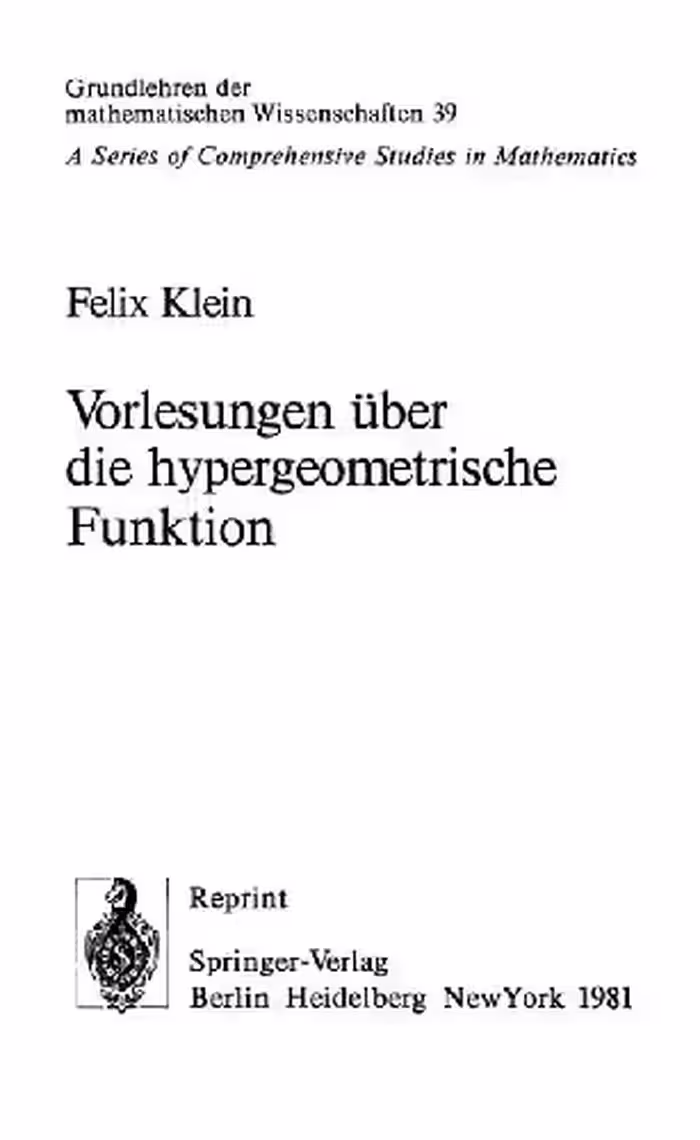 خرید و دانلود نسخه کامل کتاب Vorlesungen ueber die hypergeometrische Funktion
