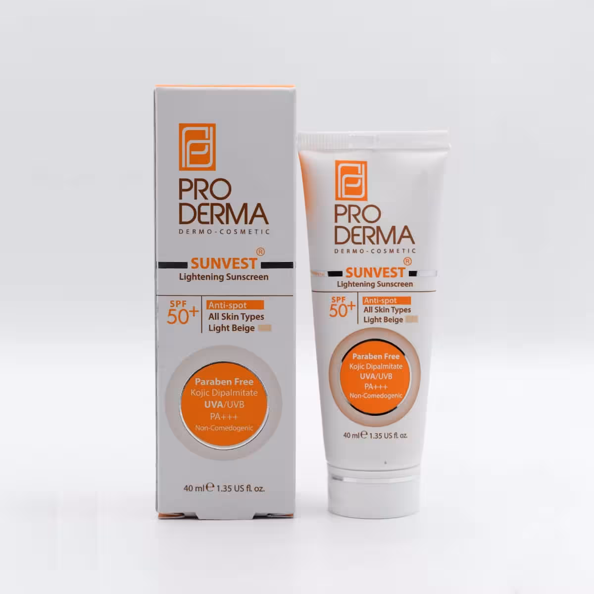 کرم ضد آفتاب و روشن کننده لک های پوست +SPF50 پرودرما 40 میلی لیتر