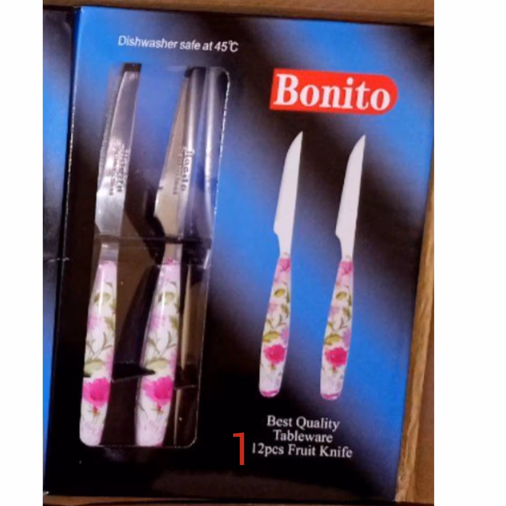 کارد تک تیغه یه تیکه  دسته گلدار مارک بونیتو کیفیت بالا 