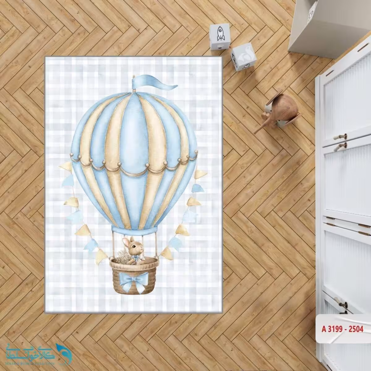 فرشینه اتاق کودک طرح بالن خرگوش کد A3199