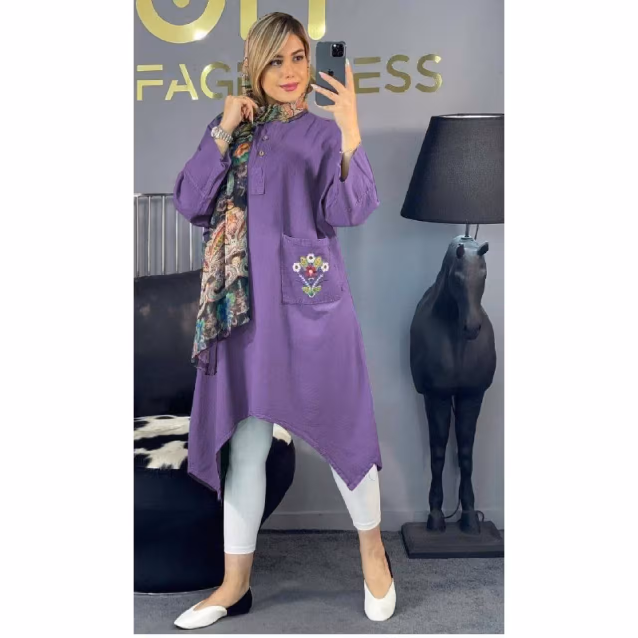 مانتو زنانه مدل ماهور رنگ بنفش