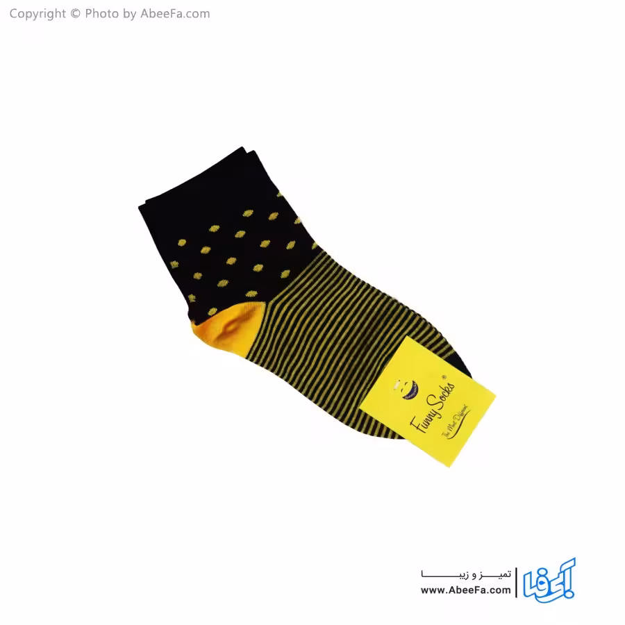جوراب نیم ساق فانی مدل 822 زرد-مشکی