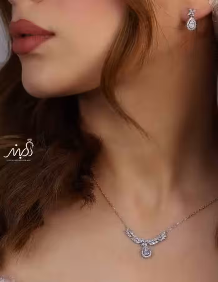 💍نیم ست جواهری خاص و زيبا نقره عیار 925 (گردنبندو گوشواره )(N_4371)‌‌‌‌‌‌ ‌