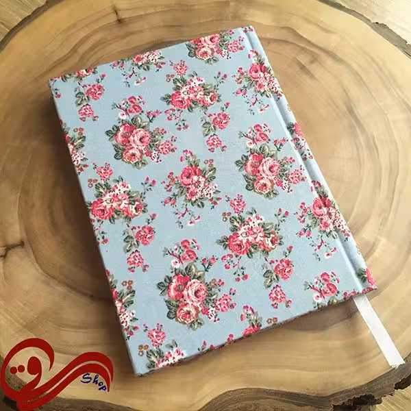دفتر پارچه ای طرح جیبی ساده گلدار زمینه آبی روشن Fabric Handmade Notebook