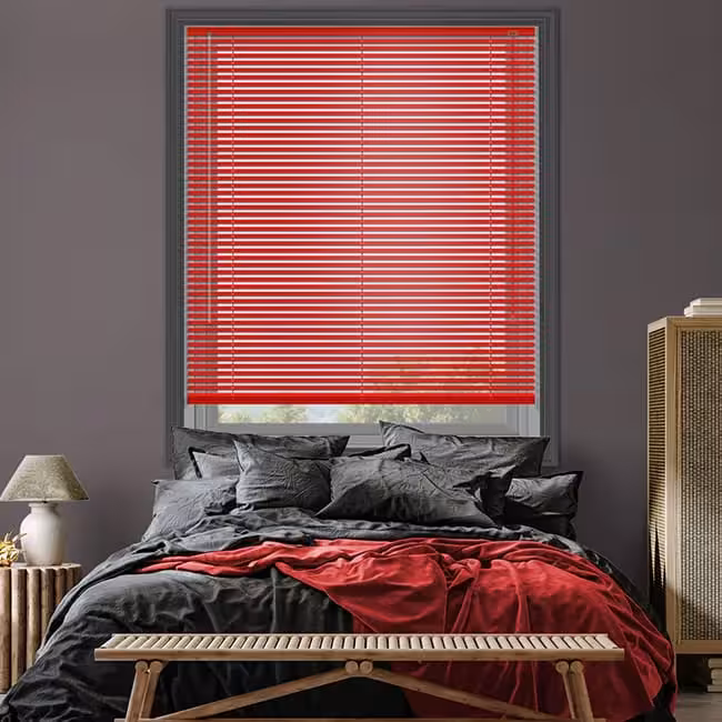 پرده کرکره ای فلزی قرمز 25 میلیمتری