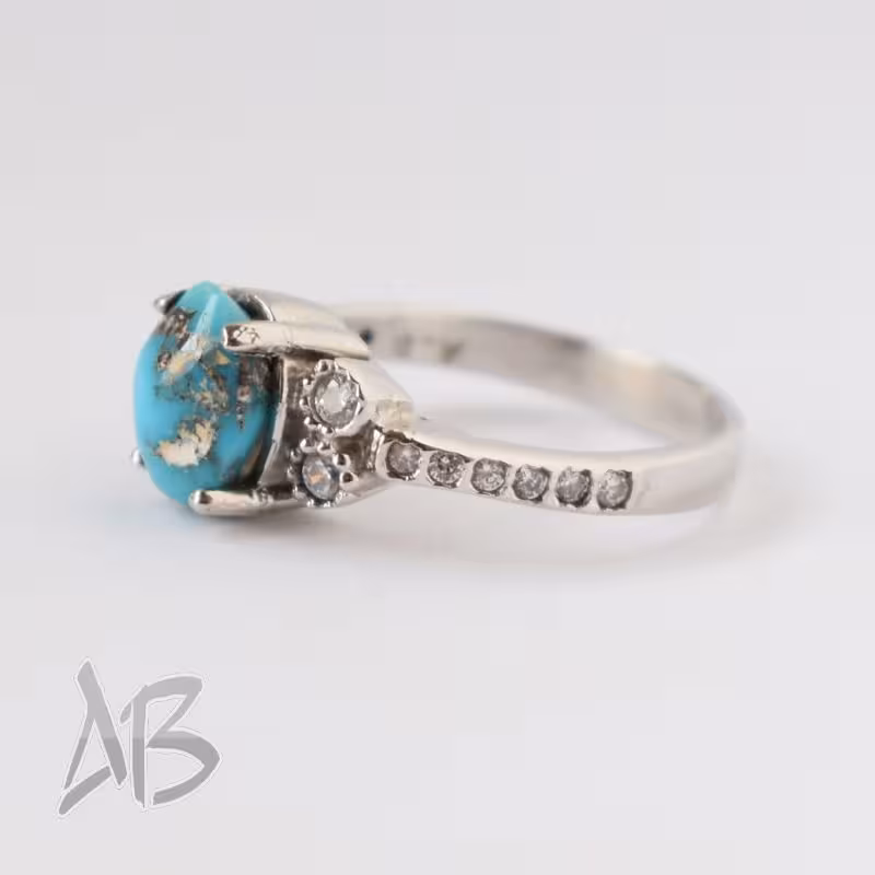 انگشتر نقره زنانه فیروزه نیشابور اصل آقابزرگ کد 593