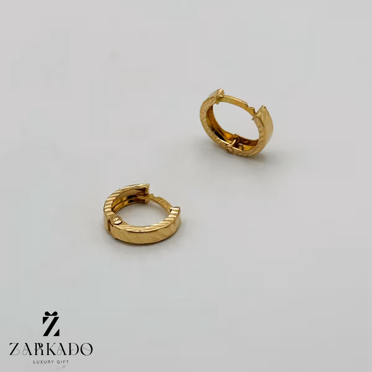 گوشواره حلقه ای طلا تراشدار کد E2746