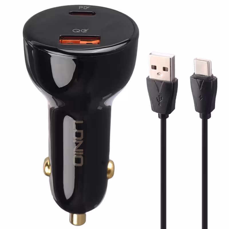 شارژر فندکی خودرو الدینیو مدل C101 به همراه کابل تایپ سی