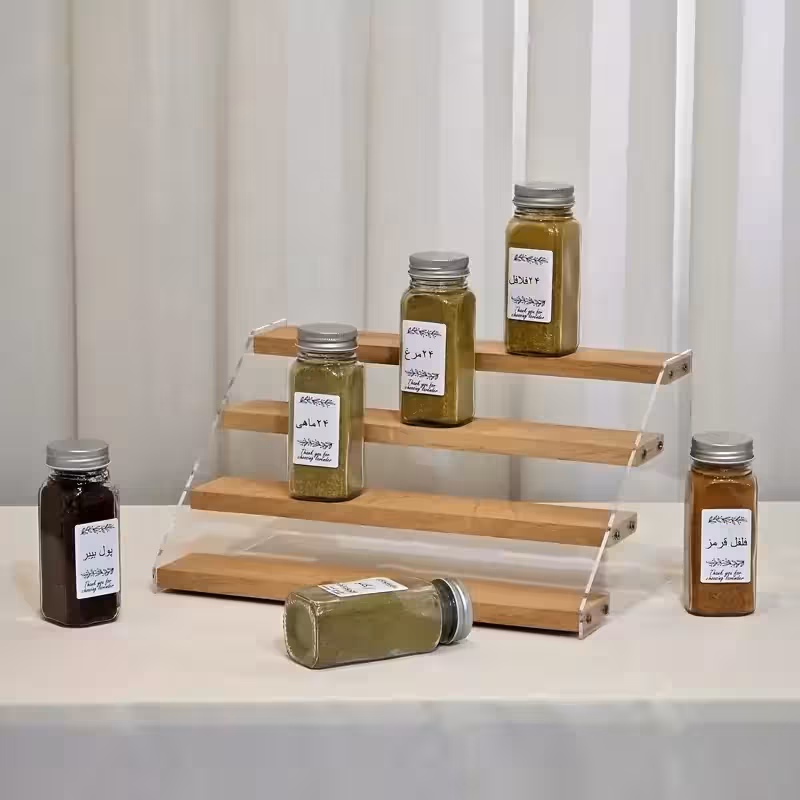 استند جا ادویه مکارتی ترکیب پلاکسی و چوب چهار طبقه مدل 010 ارتین توسکا