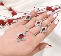 نیمست یاقوت سرخ نقره جواهری کد 00266