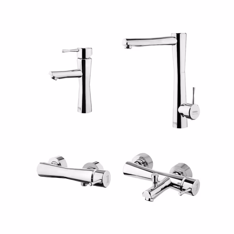 ست چهار تکه شیرآلات درخشان مدل فلاور